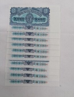 3koruny Československé 1953, 1961 UNC