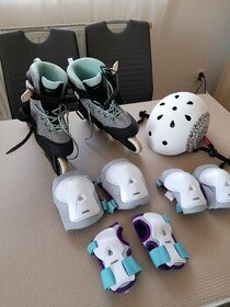 Dívčí in-line brusle s přilbou a chrániči Decathlon