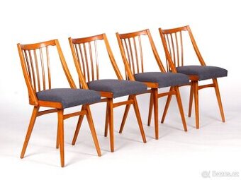 Dubové židle TON, nové čalounění, 4 kusy.