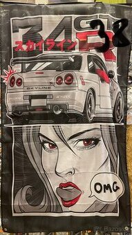 Baner - vlajka - prapor SKYLINE R-34 bílá 90x150 cm