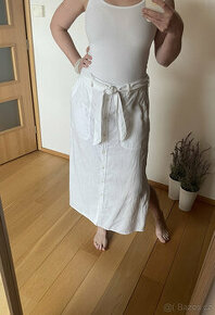 Bílá lněná propínací sukně Ralph Lauren, vel. 40
