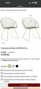 Zlatá jídelní židle AURORA 2 ks