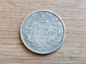 Stříbro 1 Shilling 1858 Anglie Velká Británie stříbrná mince