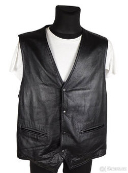 Kožená pánská černá vesta ALLYSA vel. XL