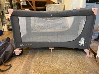 Kinderkraft postýlka cestovní Joy pink s doplňky