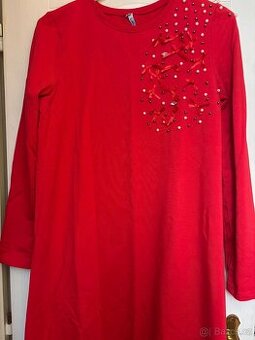 Šaty s mašličkami a korálky velikost 40