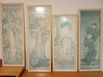 Sada 4ks secesních obrazů - Alfons Mucha