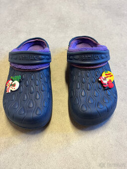 Dámské clogsy Samlux s kožíškem modré velikost 37