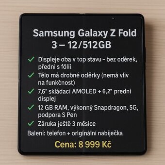 📱 Samsung Galaxy Z Fold 3 – 12/512GB - top cena