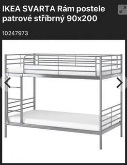 IKEA SVARTA Rám postele patrové stříbrný 90x200