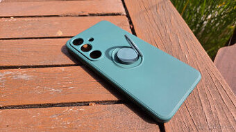 Nový kryt na Samsung S25 - s kruhem na prst, zelený