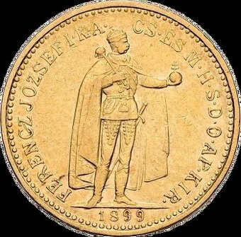 Zlatá mince - 10 koruna F.J.I. ročník 1899 KB