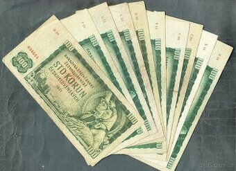 Staré bankovky 100 kčs 1961 - 10 kusů