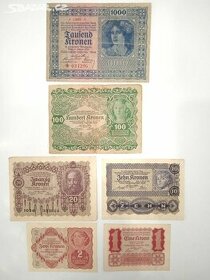 Bankovky RAKOUSKO - 1-1000 Kronen 1922