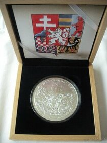 Stříbrná desetiuncová mince Vznik Československa stand