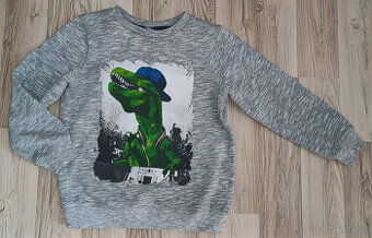 Dětská šedá mikina s dinosaurem DopoDopo - vel. 128