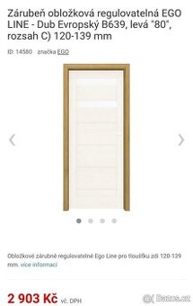 Zárubeň obložková EGO LINE - Dub Evropský B639 levé 80cm