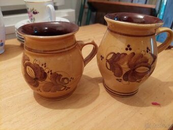 Keramické šalky, malé džbánky 9cm - 2ks