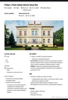 Prodám pobyt v Park Hotelu Morris v Novém Boru