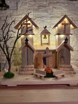 Dekorace- kostelíky s LED osvětlením