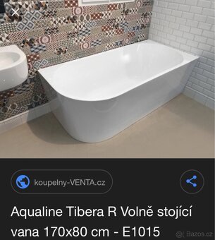 AQUALINE - TIBERA L rohová stojící  vana, bílá