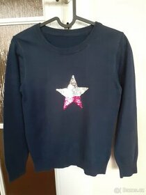 Dívčí svetr s pajetkami 146/152, Tchibo