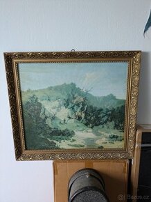 Reprodukce obrazu Adolf Kosárek - Krajina s lovci