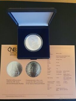 Stříbrná mince ČNB Bohumil Hrabal proof