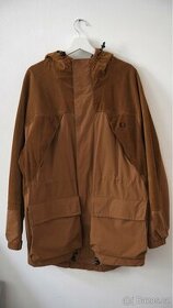 Fred Perry cord panel hooded jacket in dark tan