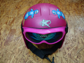 Dětská lyžařská helma KEEN s brýlemi.