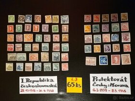 poštovní známky / I.REPUBLIKA  -  PROTEKTORÁT  č.3 65ks