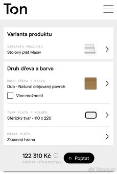 stůl Ton P.O.V. dub masiv olej 110/220cm - 1