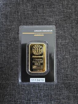 Zlatý slitek 1 Oz Argor Heraeus