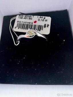 Prsten bílé zlato Au 585 + briliant 0,12 ct – NOVÝ, certifik