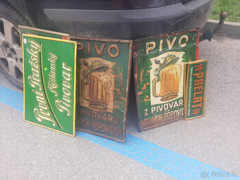 Pivní sklo sklenice půllitry tretinky cedule lahve 16