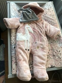 Heboučká zimní dívčí kombinéza - newborn