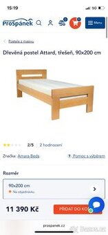 masivní postel jednolůžková v barvě třešeň