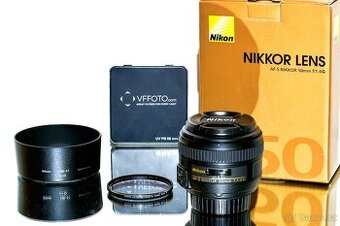 Nikon AF-S Nikkor 1,4/50 G 9-lamelový + VFFoto 58 TOP STAV