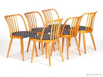 POHODLNÉ retro židle TON, A.Šuman, 6 ks.