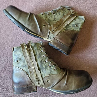 Motocyklové boty Chukka z pravé hovězí kůže se zipem, 45EU