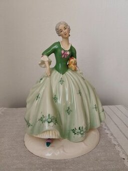 Royal dux dáma so psíkom porcelánová soška