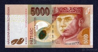 Slovenská bankovka 5000 Sk, série A, UNC 2003