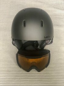Lyžařská a snowboardová helma + brýle - jednou použité