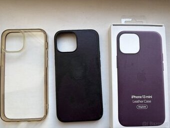 Iphone 13 mini leather case + Panzer glass čiré pouzdro