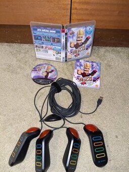 Buzz Světový Kvíz (CZ) + kabelové ovladače PS3 Playstation 3