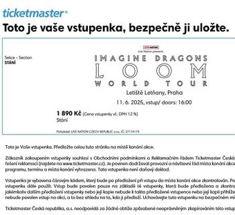 Imagine Dragons 11.6. 2x stání