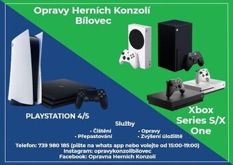 Servis herních konzolí PlayStation 4/5 Xbox Series X/S a One
