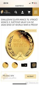 1/4 oz zlatá mince End of world war II