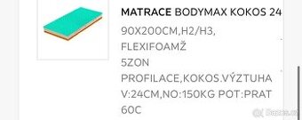 Matrace Bodymax Kokos 90x200 cm, V24 cm
