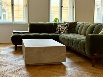 Designový konferenční stolek Lesley - Travertinový vzhled
